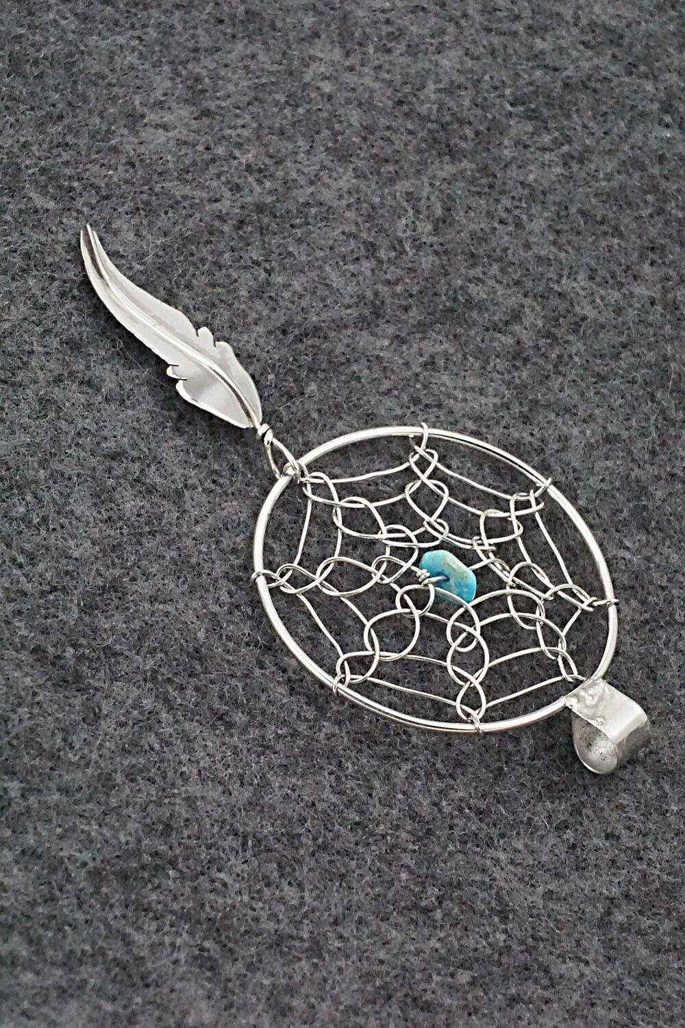 Turquoise and Sterling Silver Pendant - Lorenzo Arviso