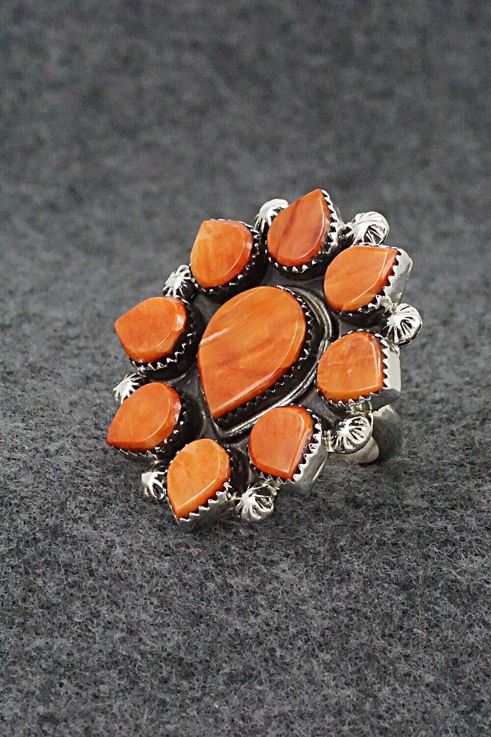 Spiny Oyster and Sterling Silver Ring - Selina Warner - Size 8