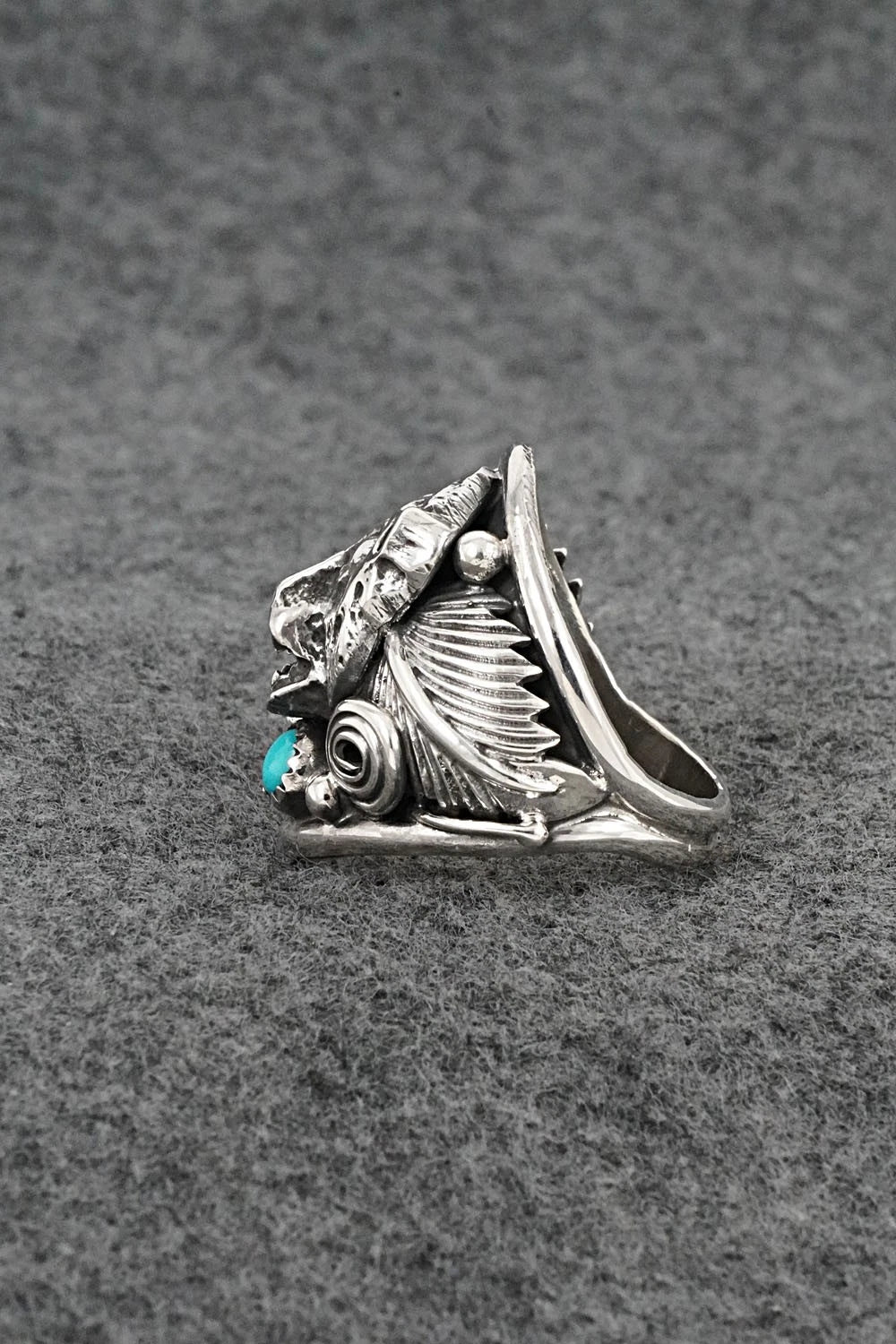 Turquoise & Sterling Silver Ring - Darrell Morgan - Size 10.75