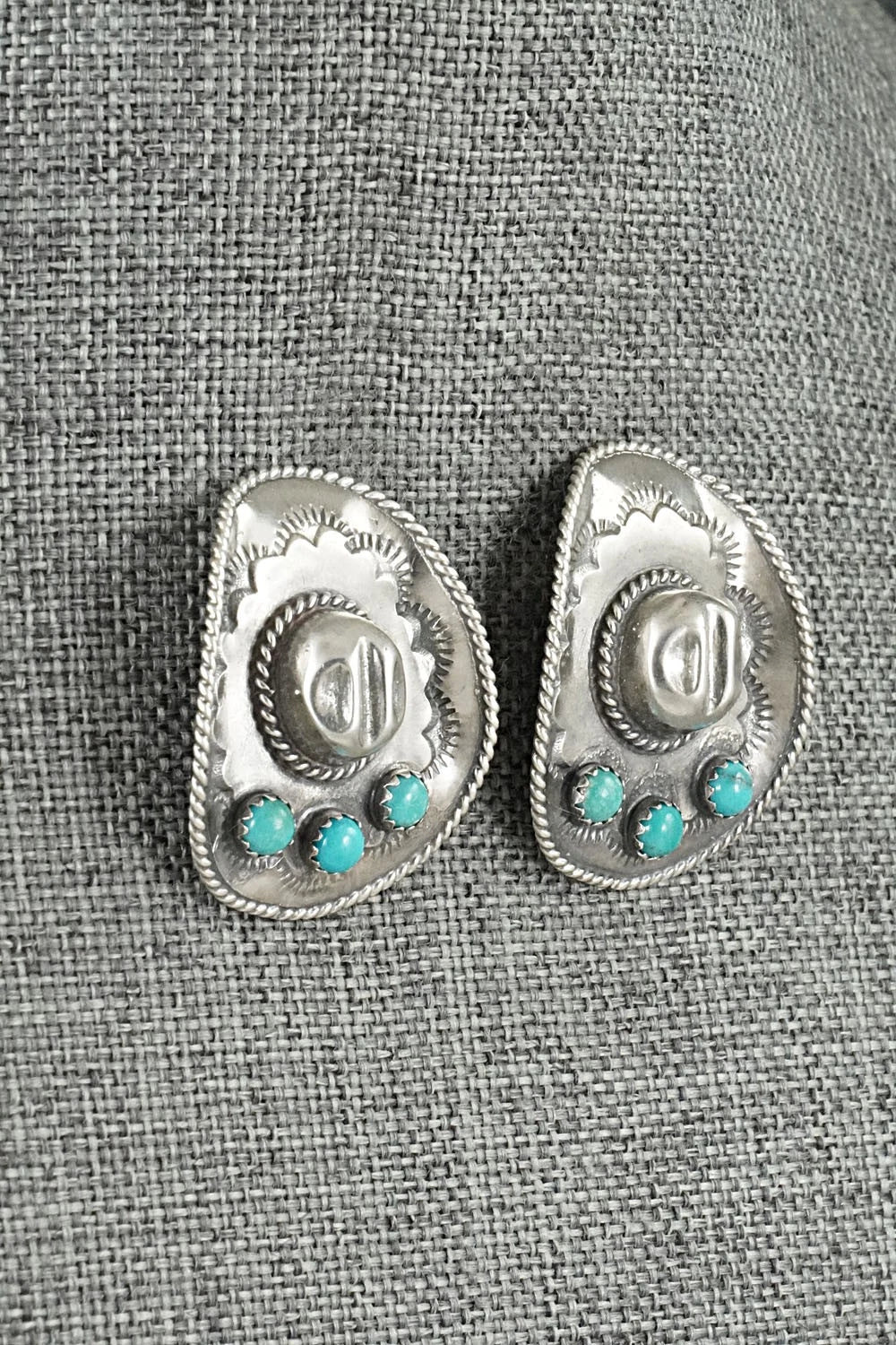 Turquoise & Sterling Silver Earrings - Bobby Platero