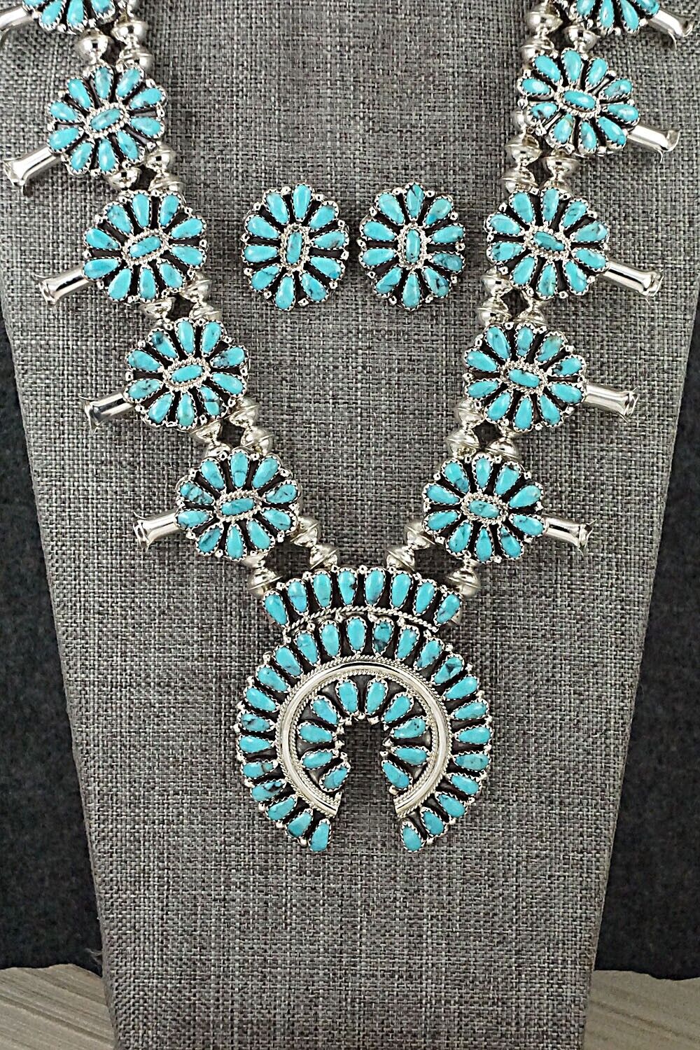 Turquoise & Sterling Silver Squash Blossom Set - Zeita Begay