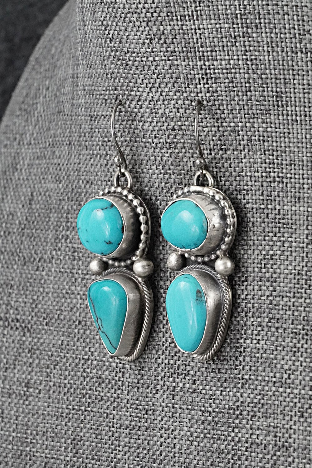Turquoise & Sterling Silver Necklace and Earrings Set - Bobby Johnson