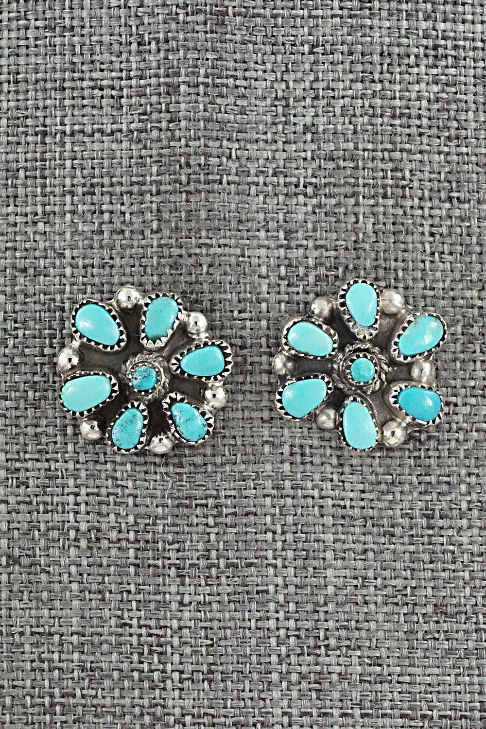 Turquoise & Sterling Silver Earrings - Lorencita Walela