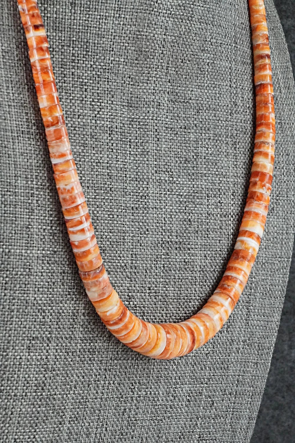 Spiny Oyster & Sterling Silver Necklace 18" - Doreen Jake