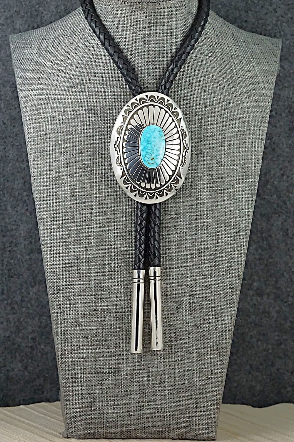 Turquoise & Sterling Silver Bolo Tie - Charlie John
