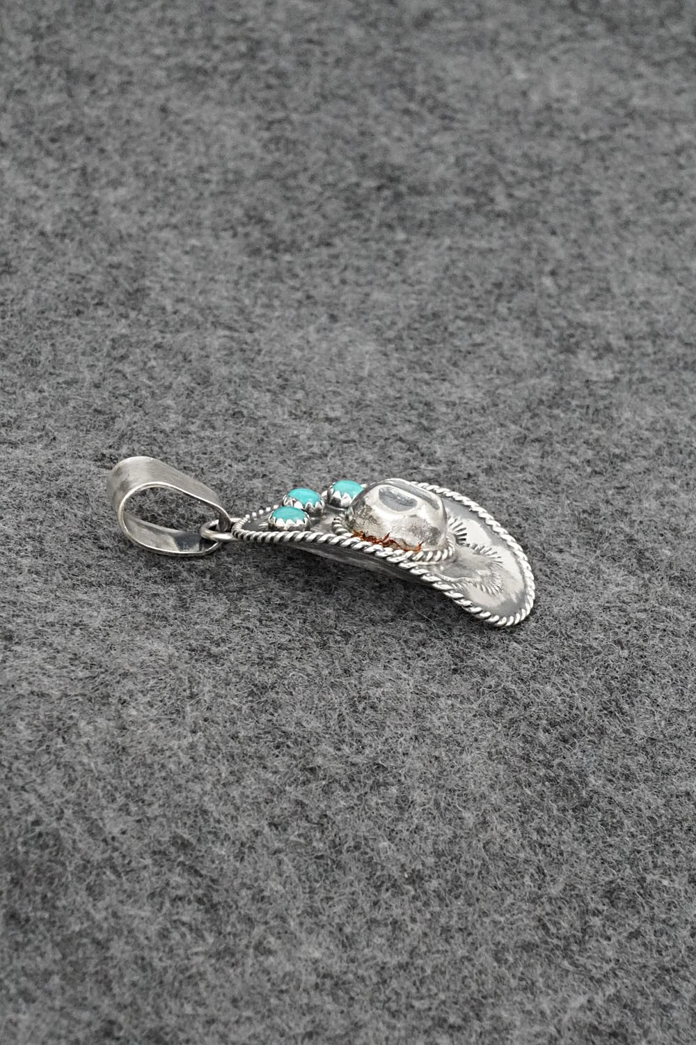 Turquoise & Sterling Silver Pendant - Bobby Platero