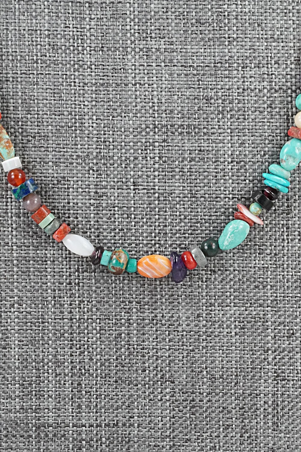 Multi-Stone & Sterling Silver Necklace 18" - Helen Tsosie