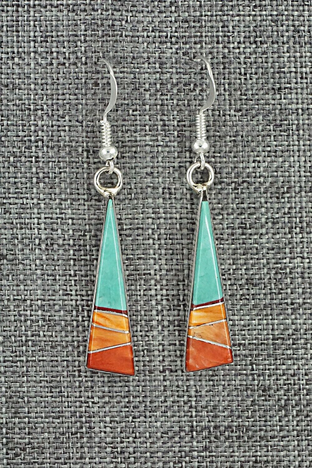 Turquoise, Spiny Oyster & Sterling Silver Earrings - Marilyn Yazzie