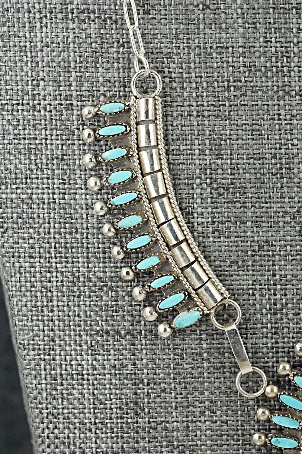 Turquoise & Sterling Silver Necklace and Earrings Set - Evonne Hustito