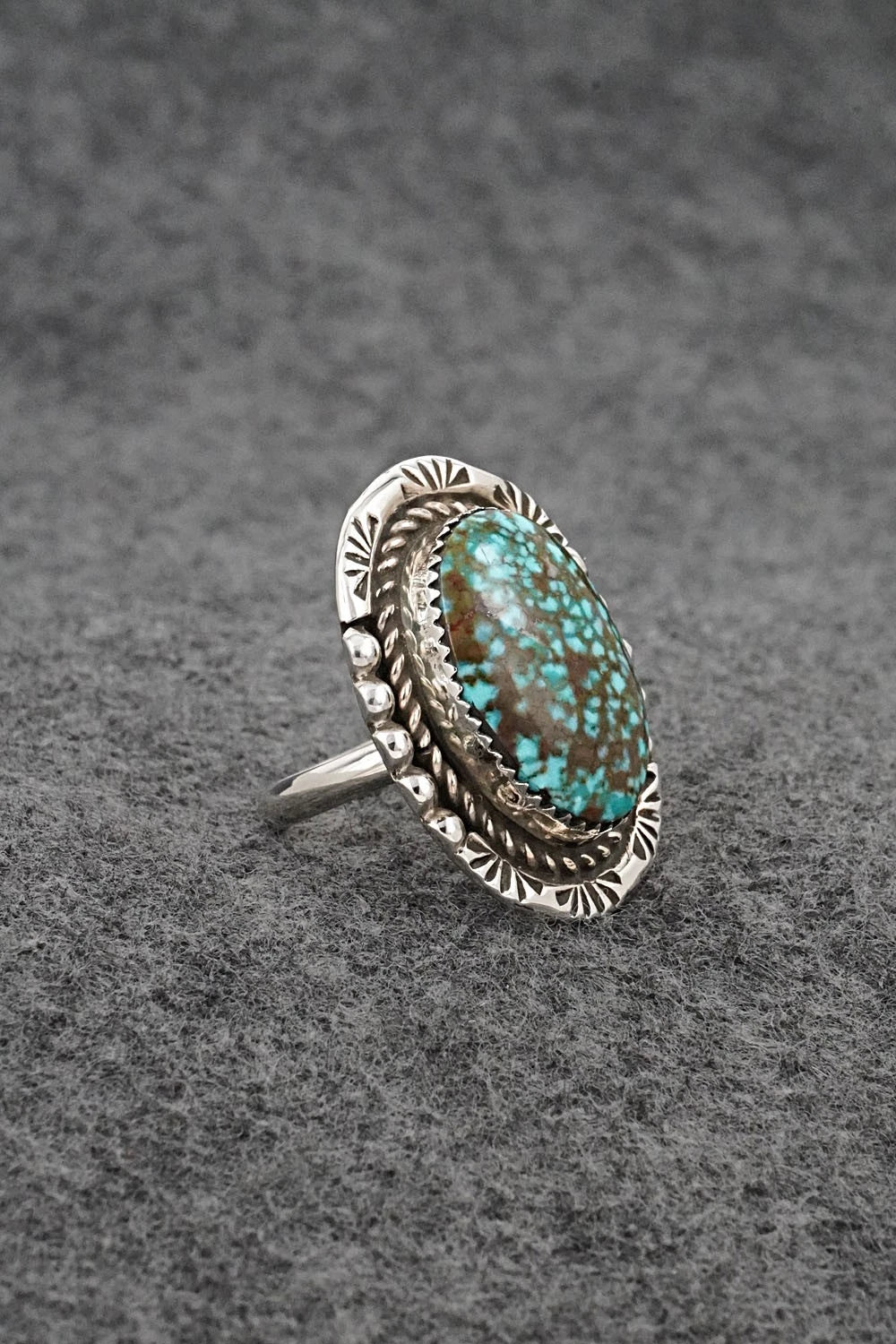 Turquoise & Sterling Silver Ring - Phil Nez - Size 7 Adj.