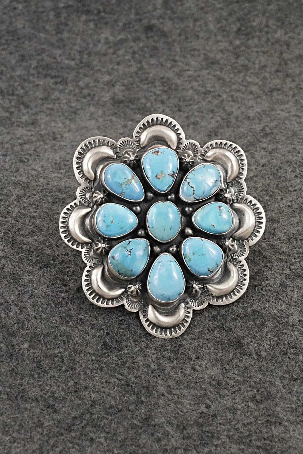 Turquoise & Sterling Silver Ring - Mark Yazzie - Size 8.5 Adj.