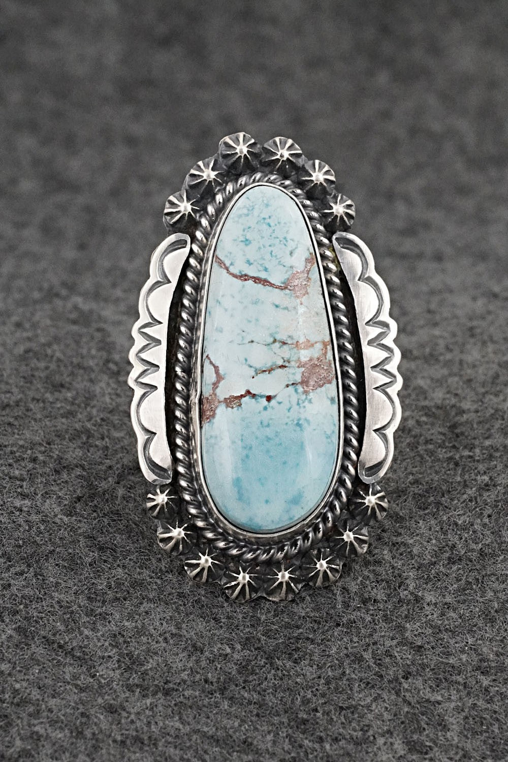 Turquoise & Sterling Silver Ring - Raymond Delgarito - Size 9.5
