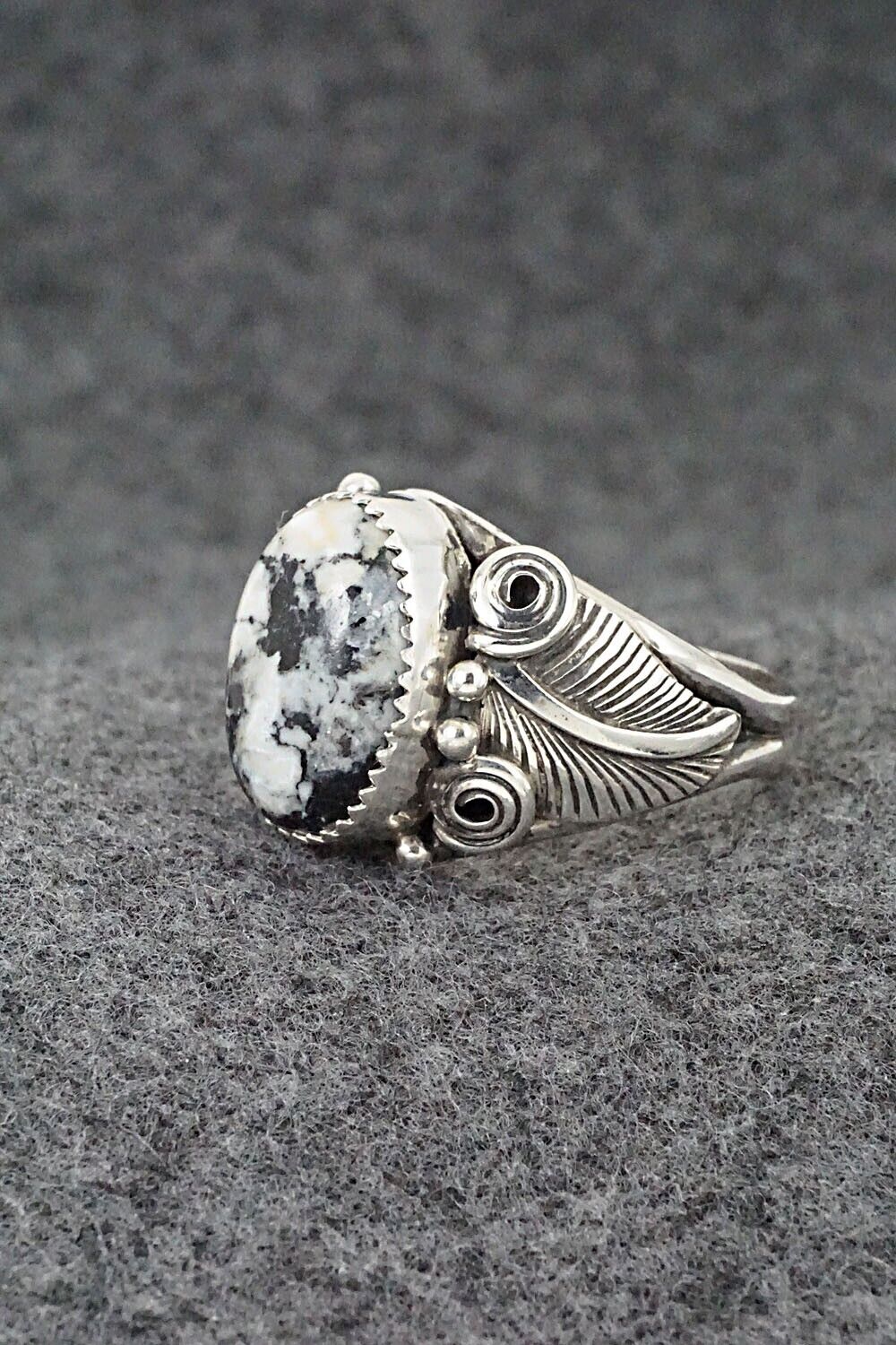 White Buffalo & Sterling Silver Ring - Davey Morgan - Size 13