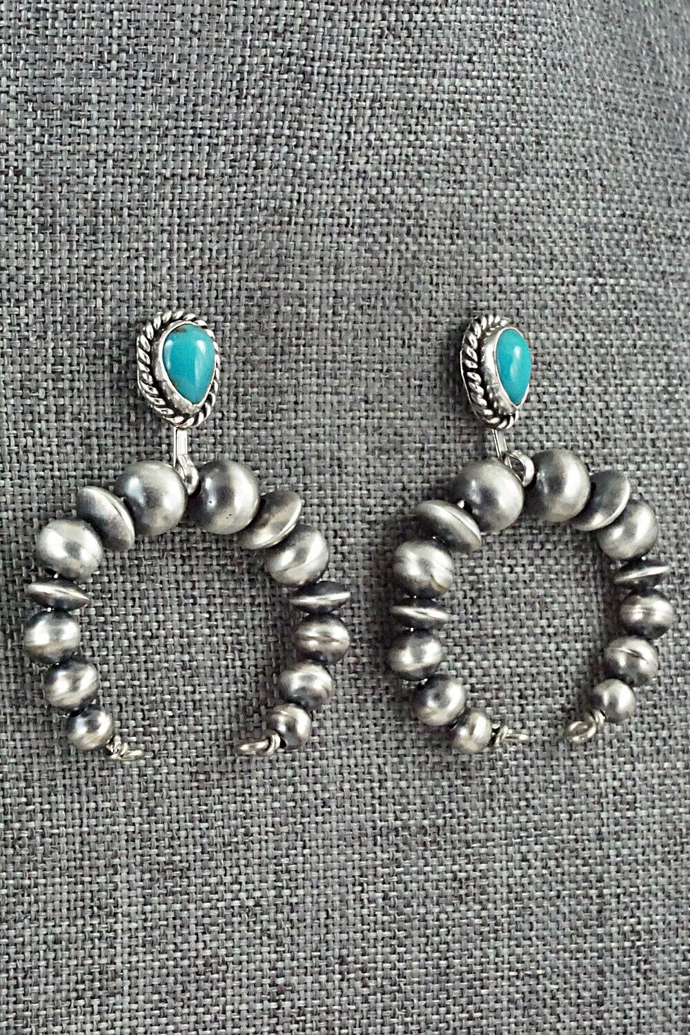 Turquoise & Sterling Silver Navajo Pearl Earrings - Amanda Larry