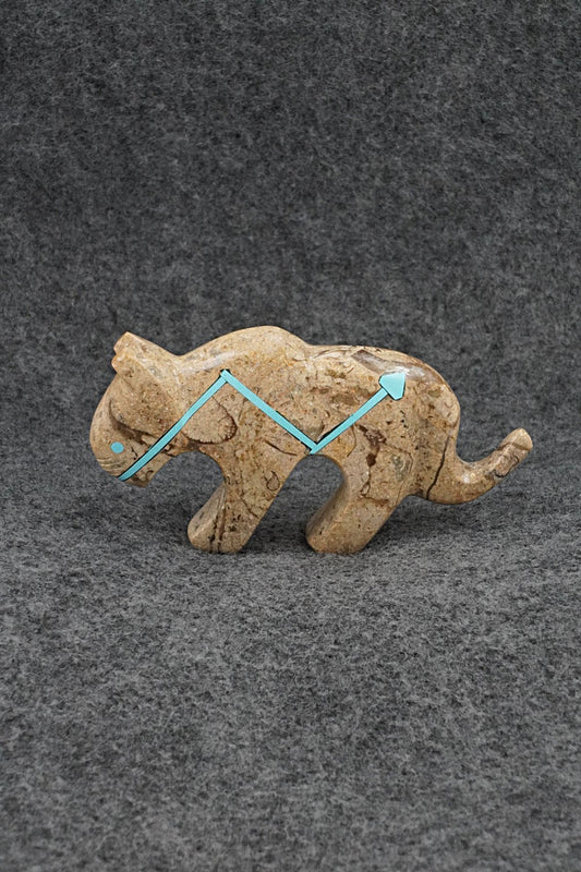 Mountain Lion Zuni Fetish Carving - Kenric Laiwakete