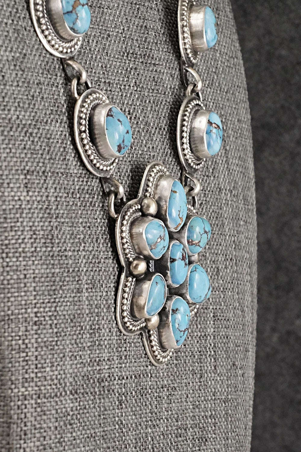 Turquoise & Sterling Silver Necklace and Earrings Set - Kathleen Livingston