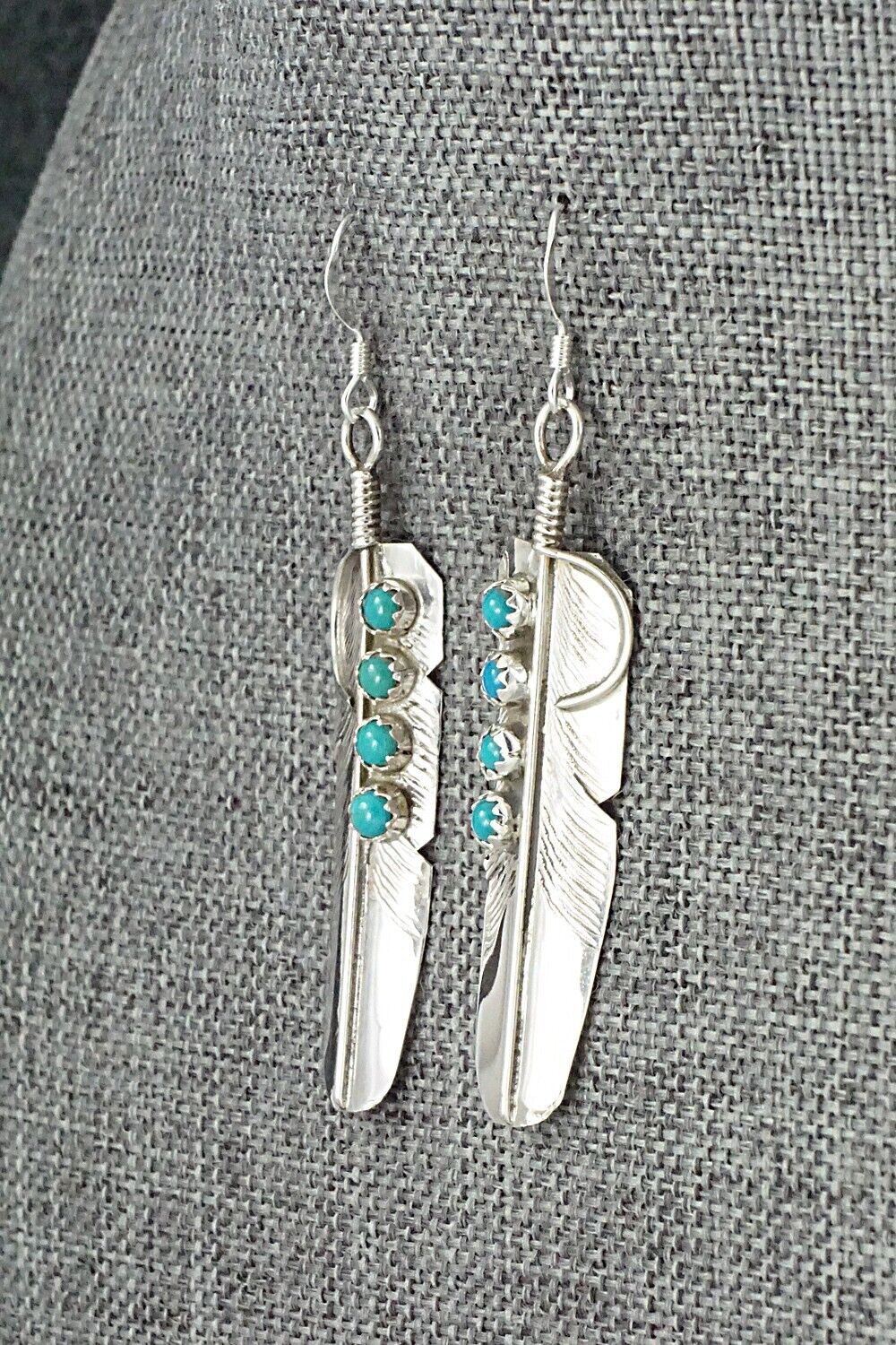 Turquoise & Sterling Silver Earrings - Chester Charley