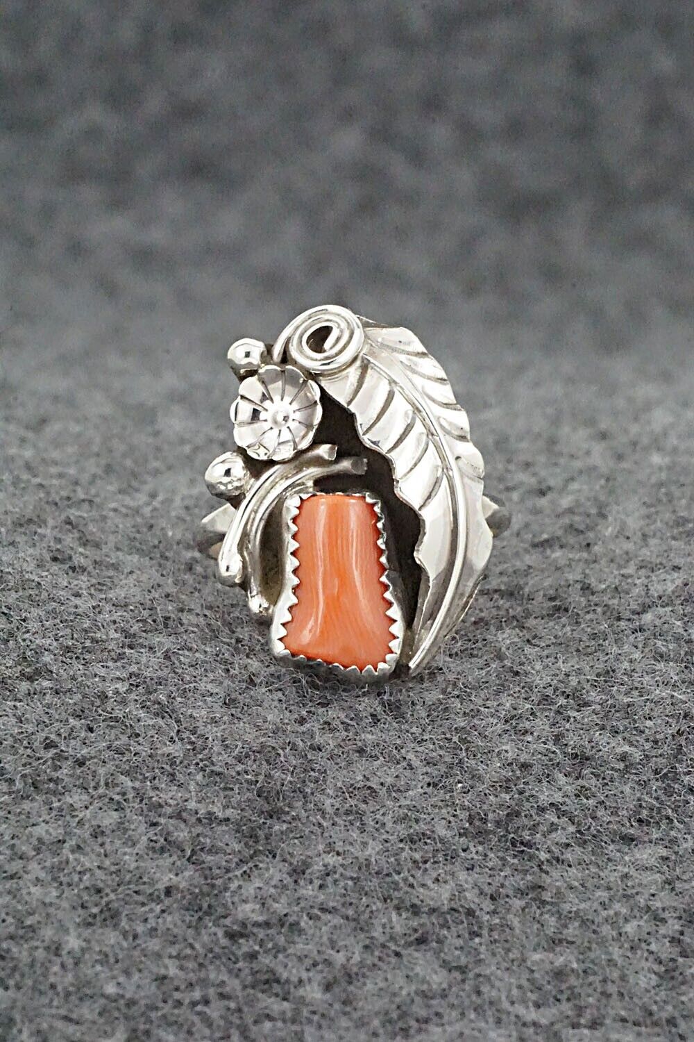 Coral & Sterling Silver Ring - Helena Martinez - Size 6.25