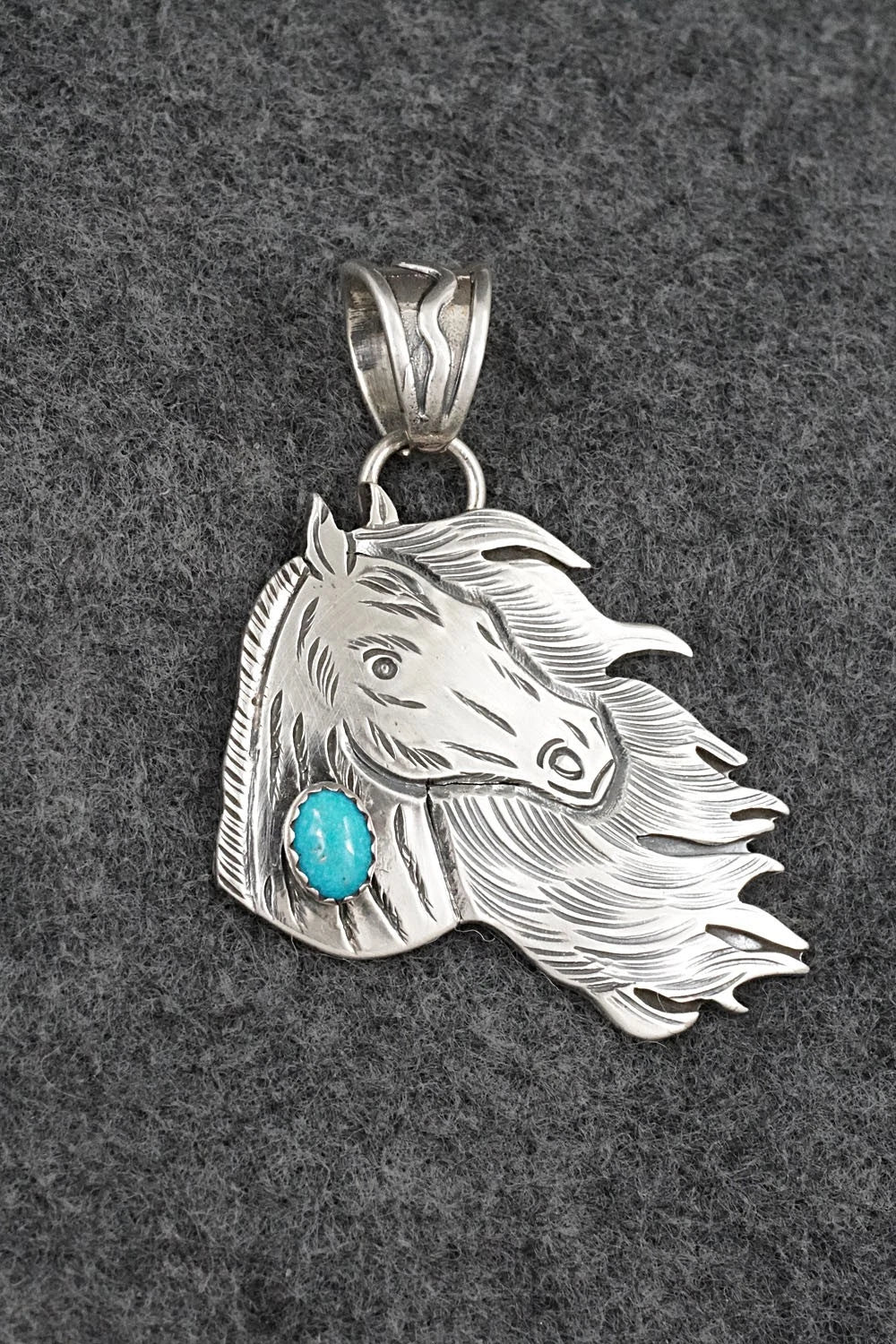 Turquoise & Sterling Silver Pendant - Jeremy Delgarito