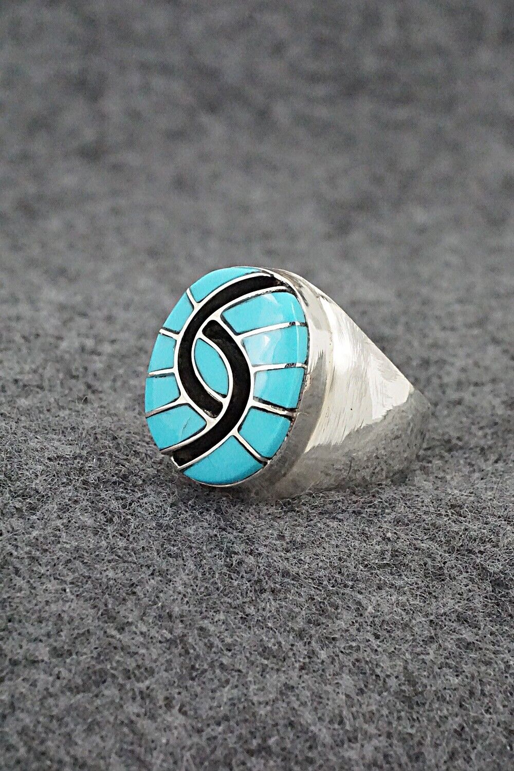 Turquoise & Sterling Silver Inlay Ring - Amy Wesley - Size 9