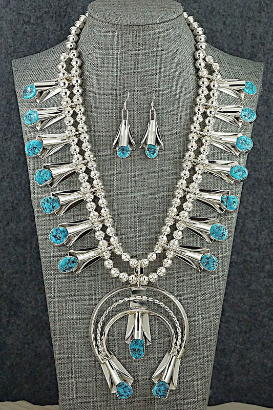 Turquoise & Sterling Silver Squash Blossom Set - Louise Yazzie