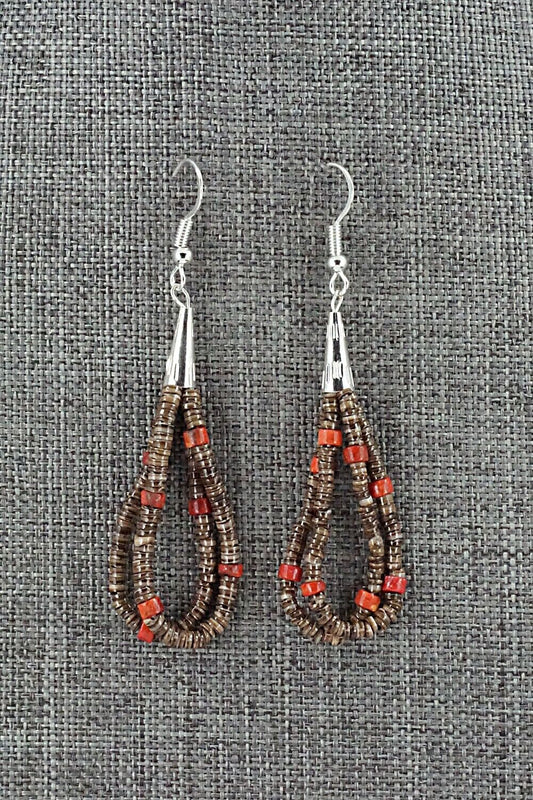 Coral, Shell & Sterling Silver Earrings - Ramona Bird