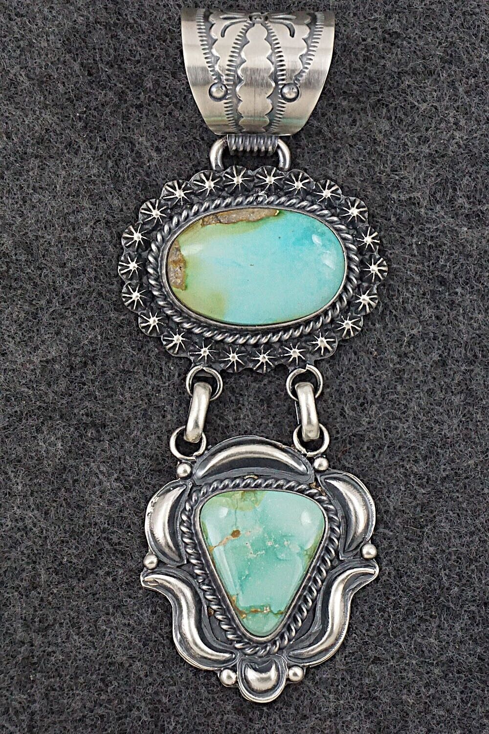 Turquoise & Sterling Silver Pendant - Raymond Delgarito