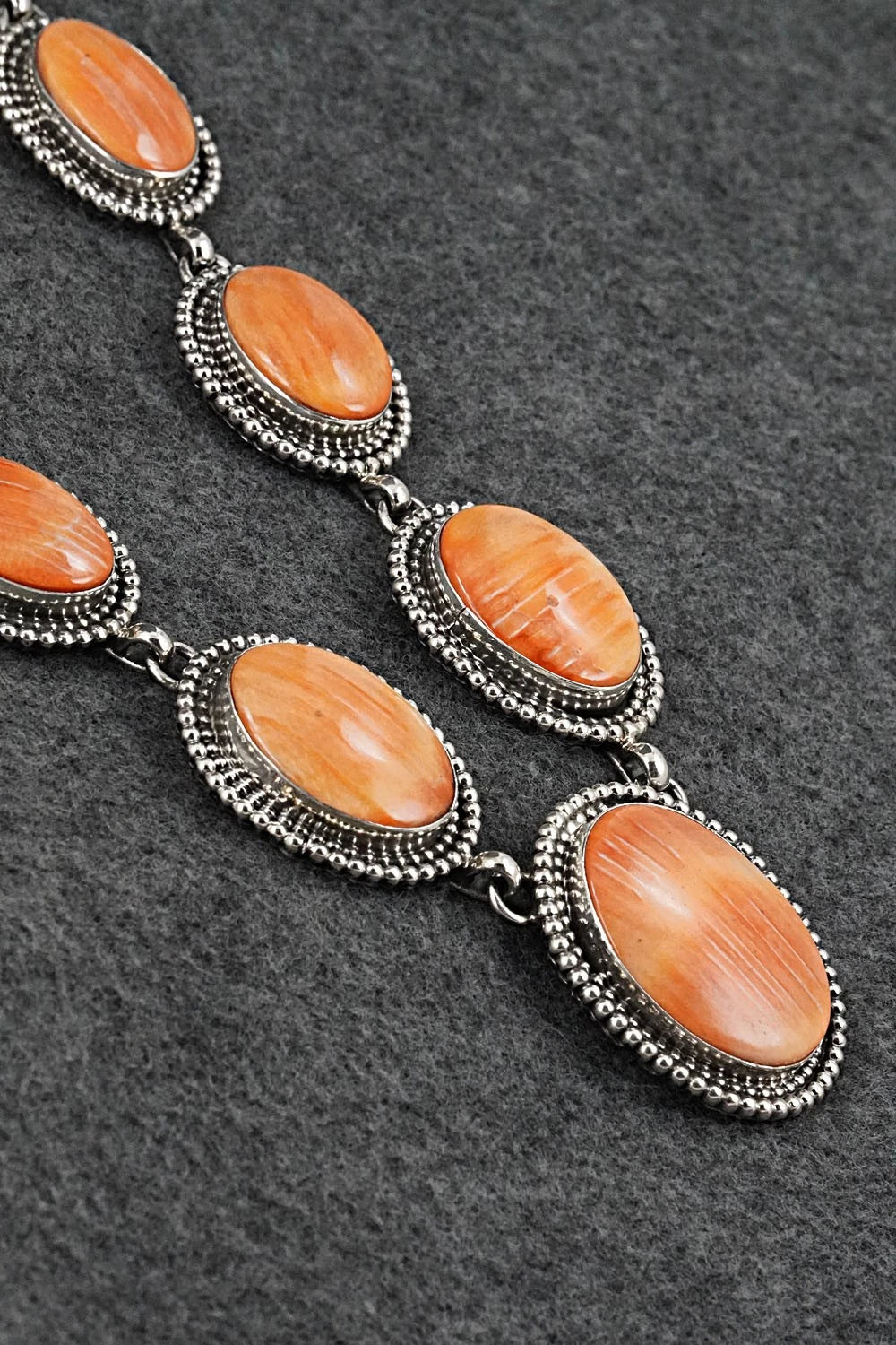 Spiny Oyster & Sterling Silver Necklace and Earrings Set - Darrin Livingston