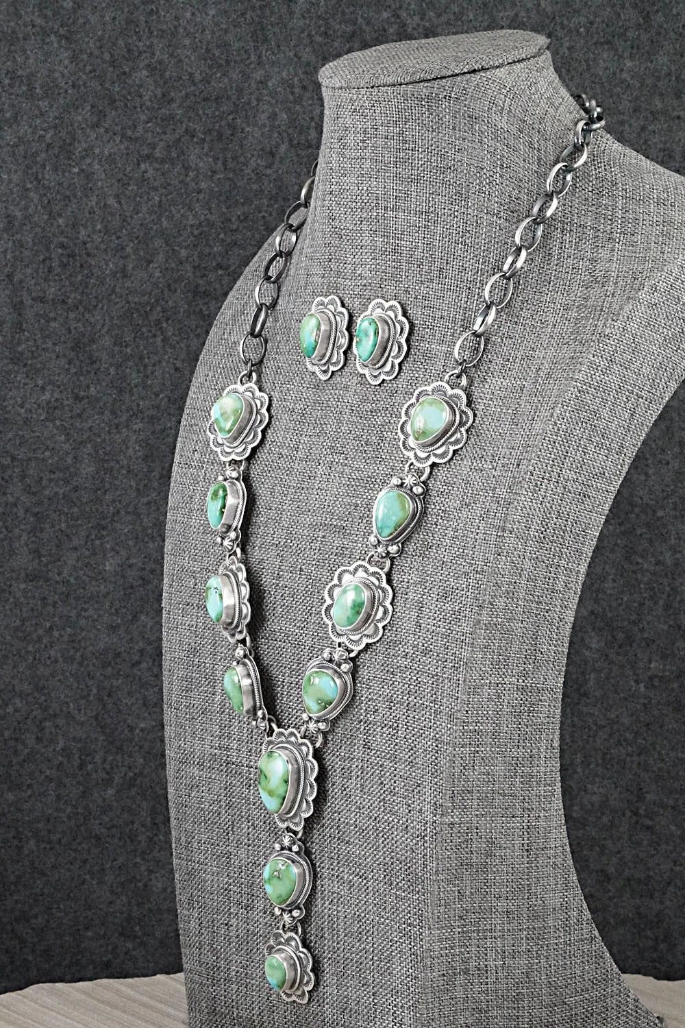 Turquoise & Sterling Silver Necklace and Earrings Set - Randy Boyd