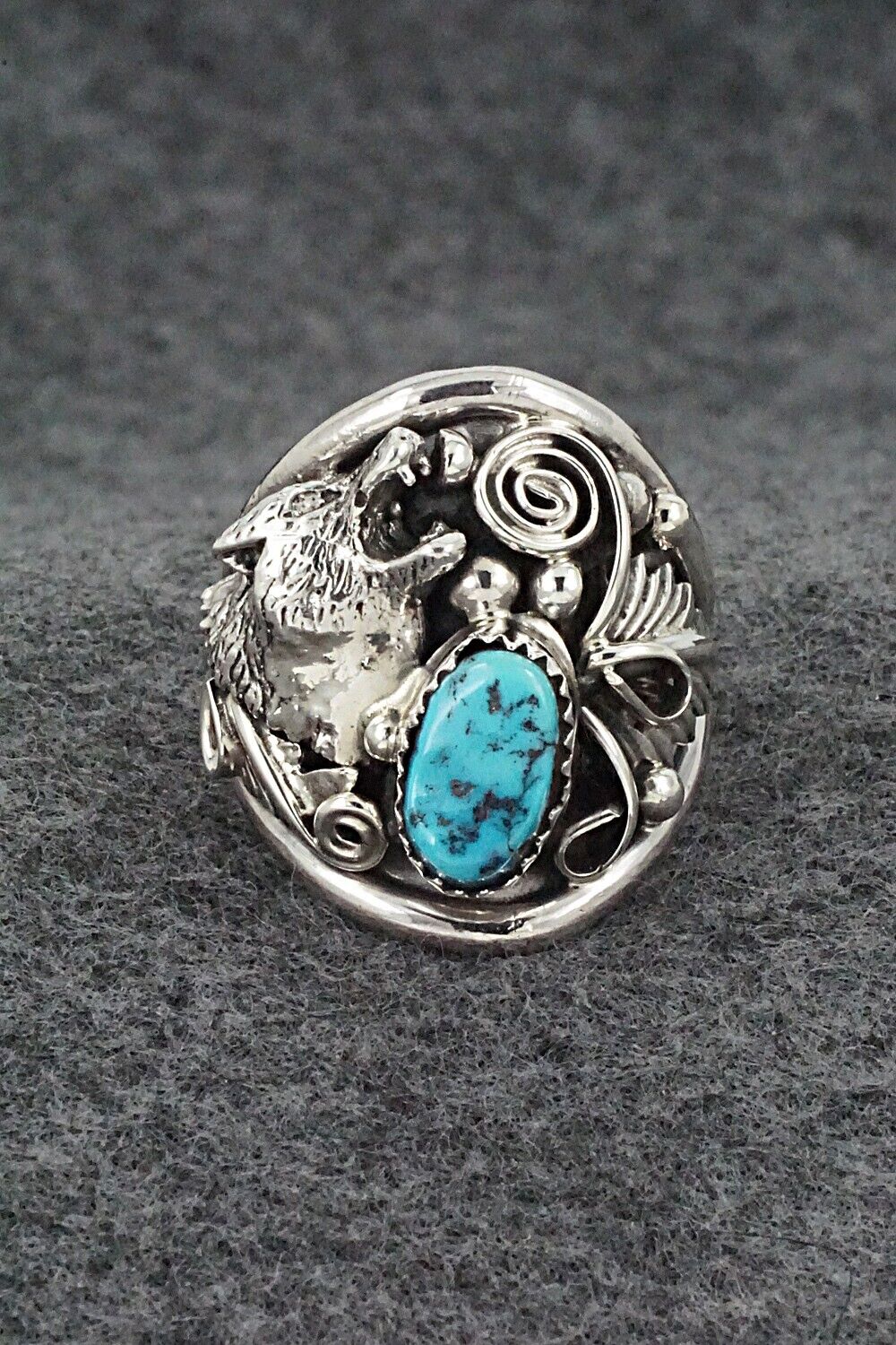 Turquoise & Sterling Silver Ring - Jeannette Saunders - Size 11.5