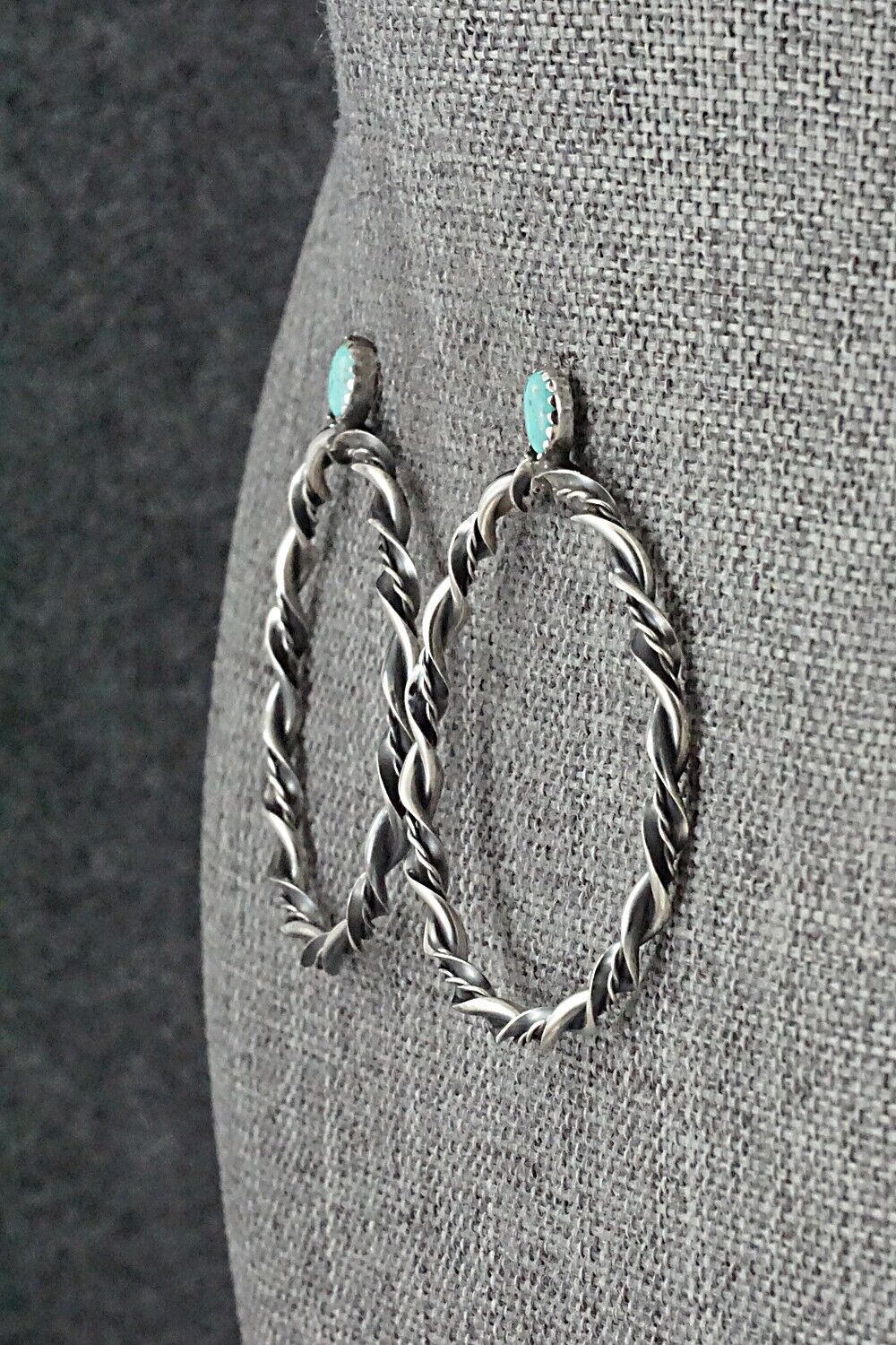 Turquoise & Sterling Silver Earrings - Nelson Leonard Jr.