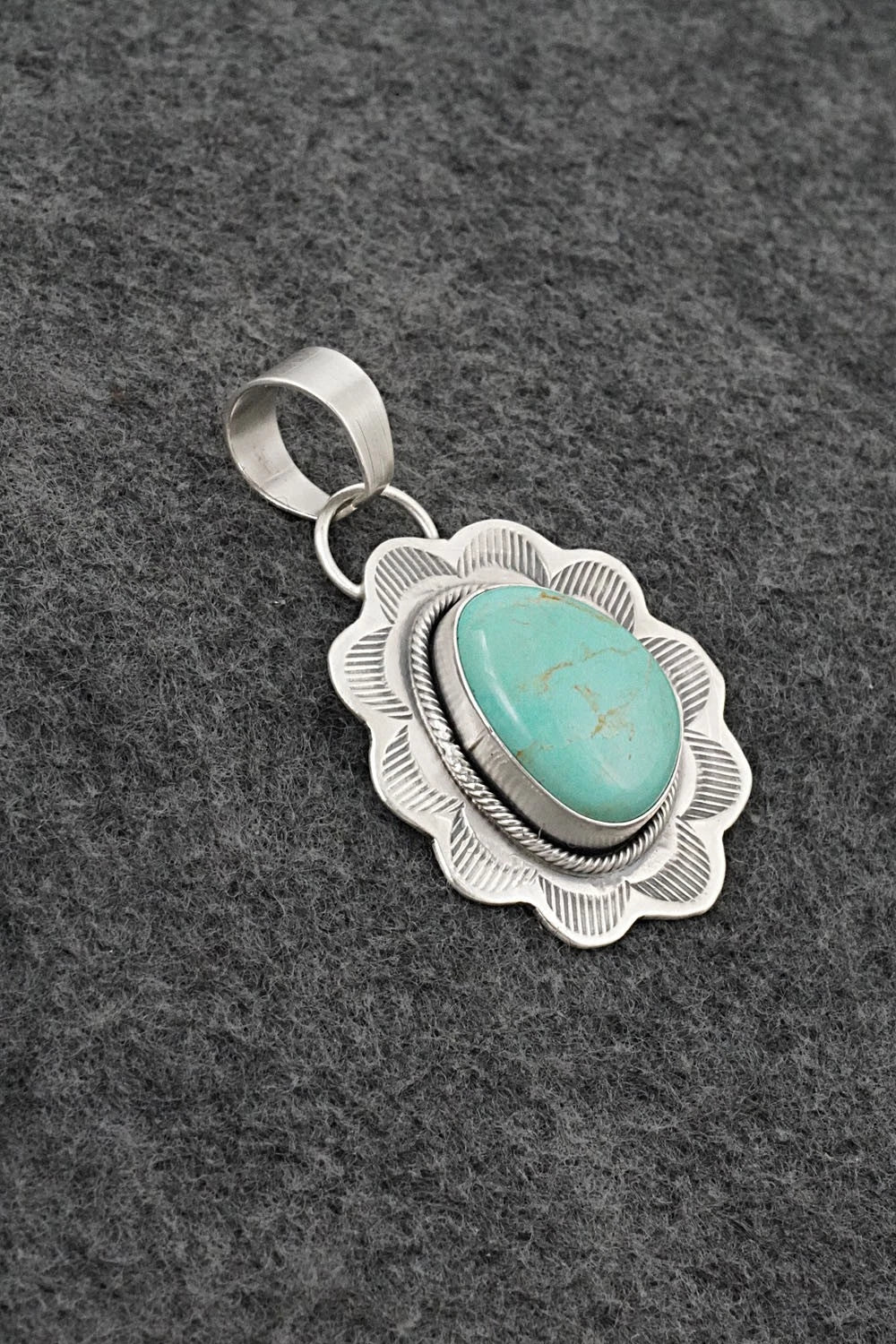 Turquoise & Sterling Silver Pendant - Cordell Platero