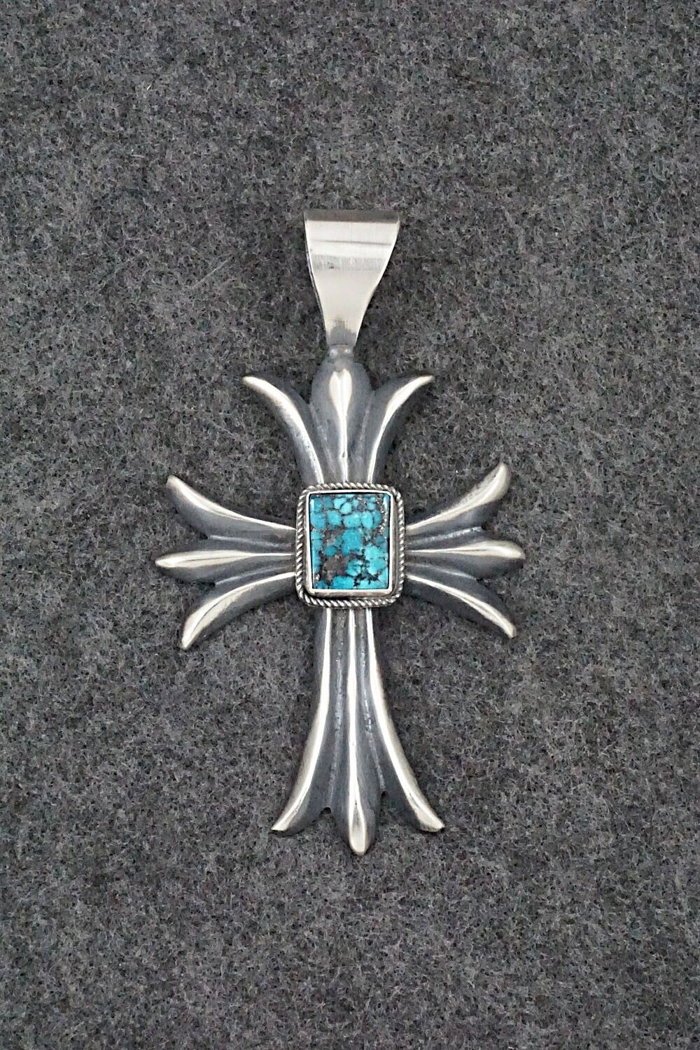 Turquoise & Sterling Silver Pendant - Harrison Bitsue