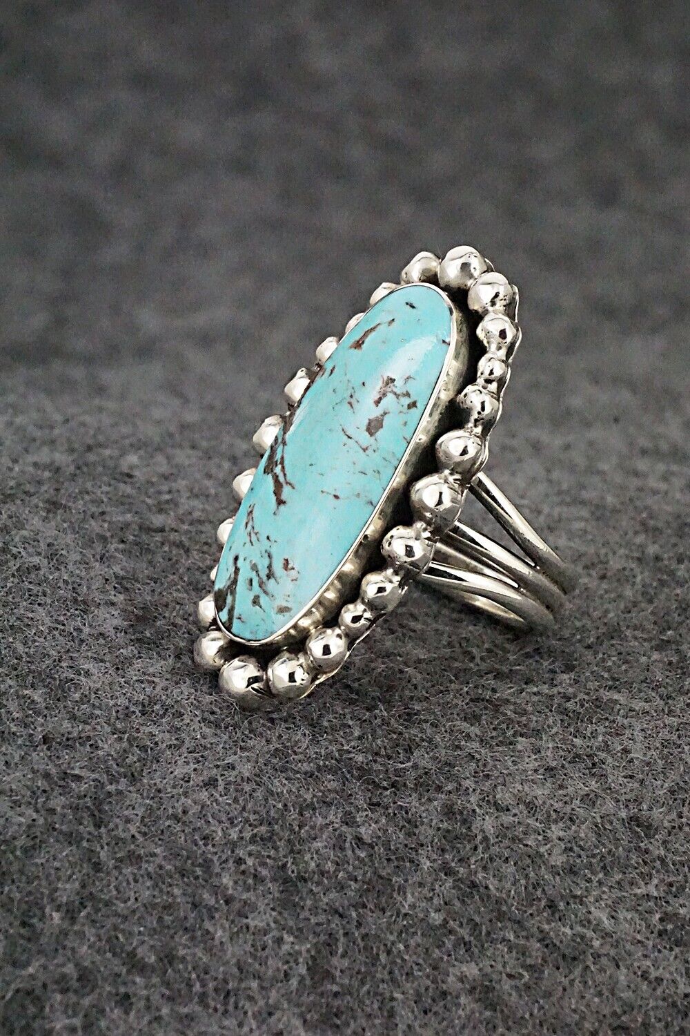 Turquoise & Sterling Silver Ring - Clarence Long - Size 5.75