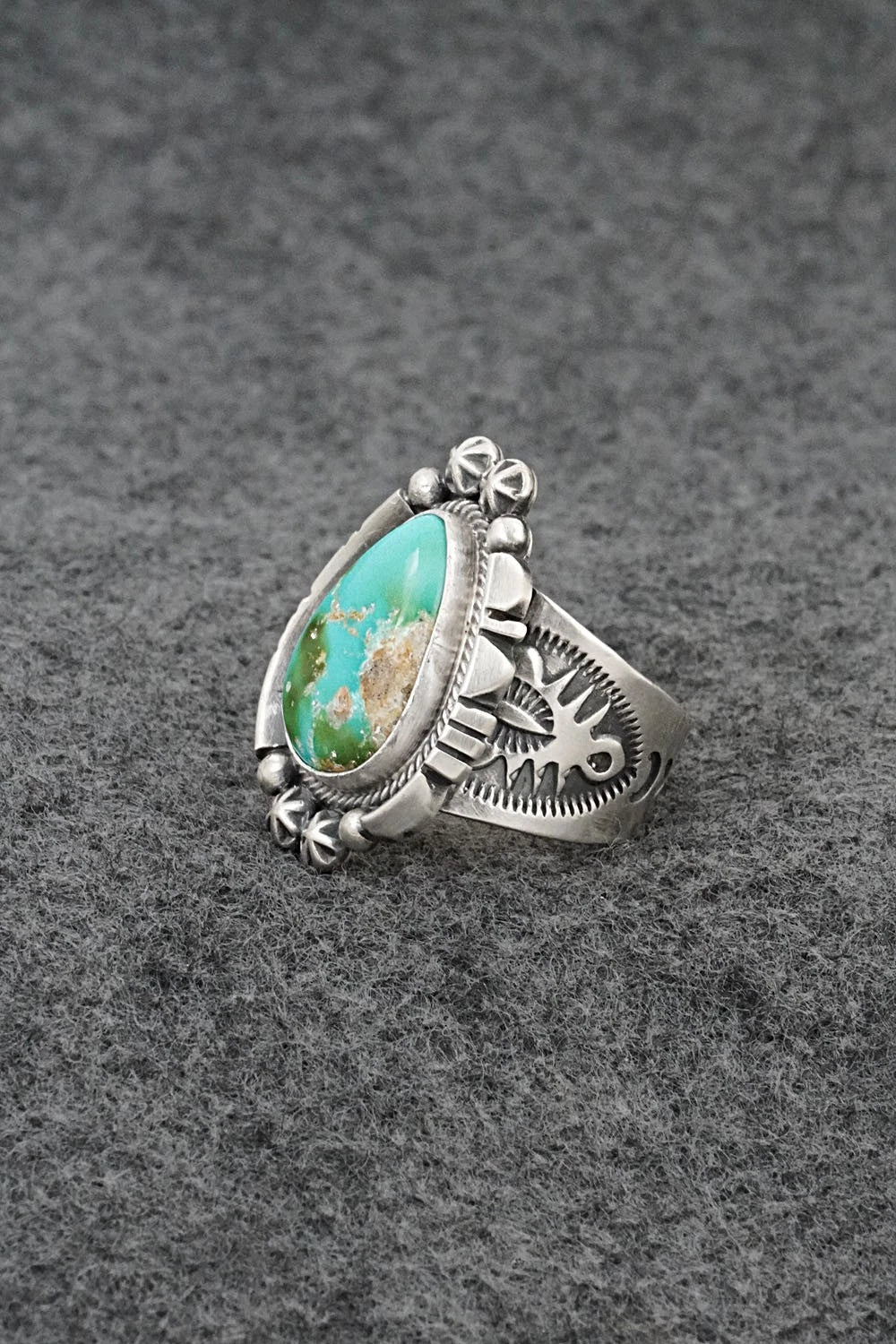Turquoise & Sterling Silver Ring - Samuel Yellowhair - Size 7.5