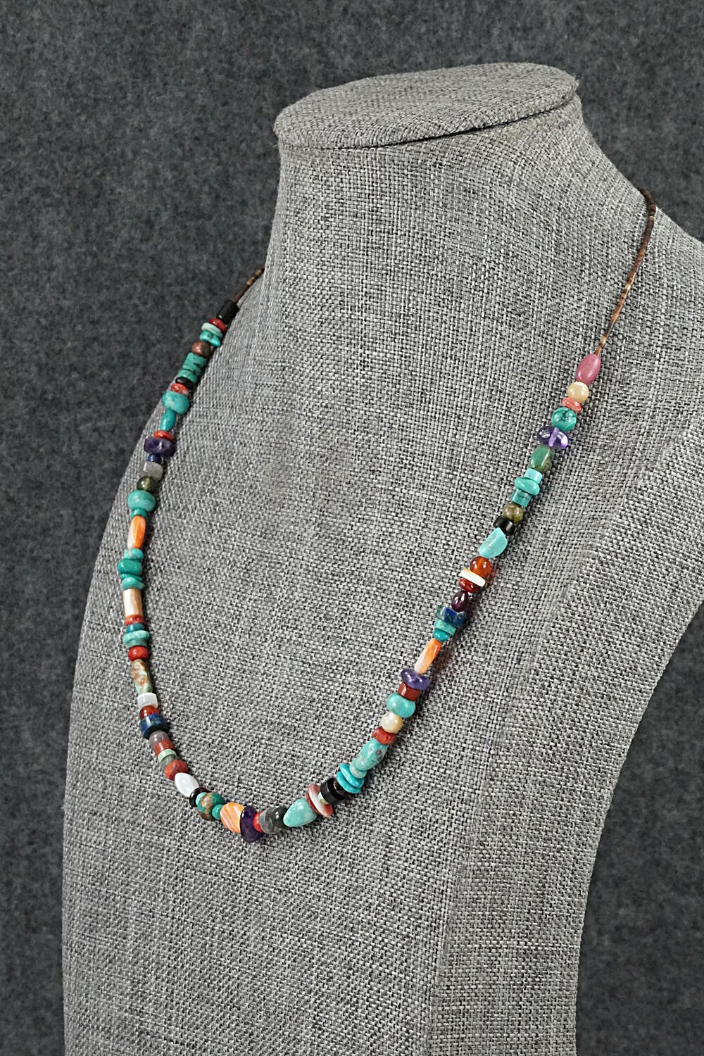 Multi-Stone & Sterling Silver Necklace 18" - Helen Tsosie