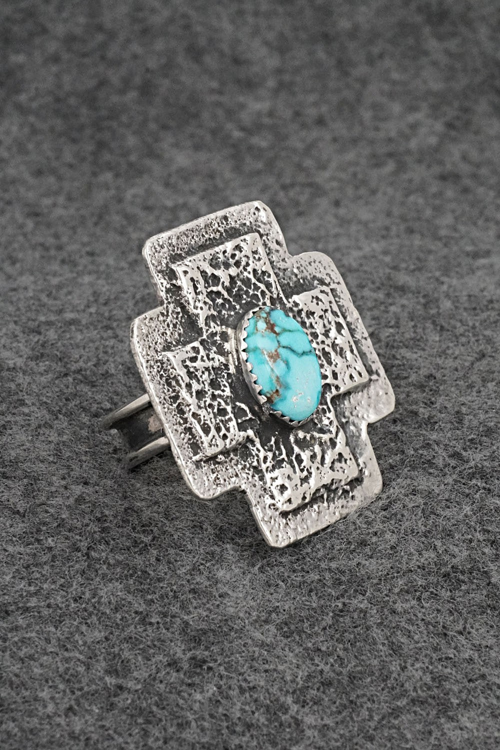 Turquoise & Sterling Silver Ring - Dymitri Arviso - Size 7, Adj.