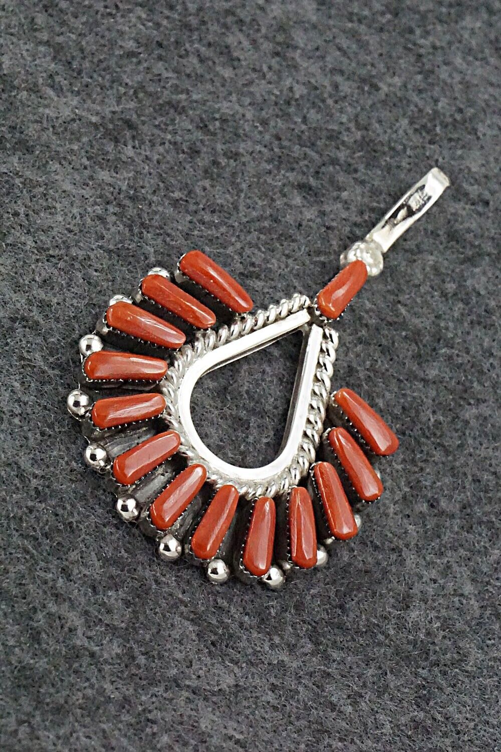 Coral and Sterling Silver Pendant - Carlene Hattie