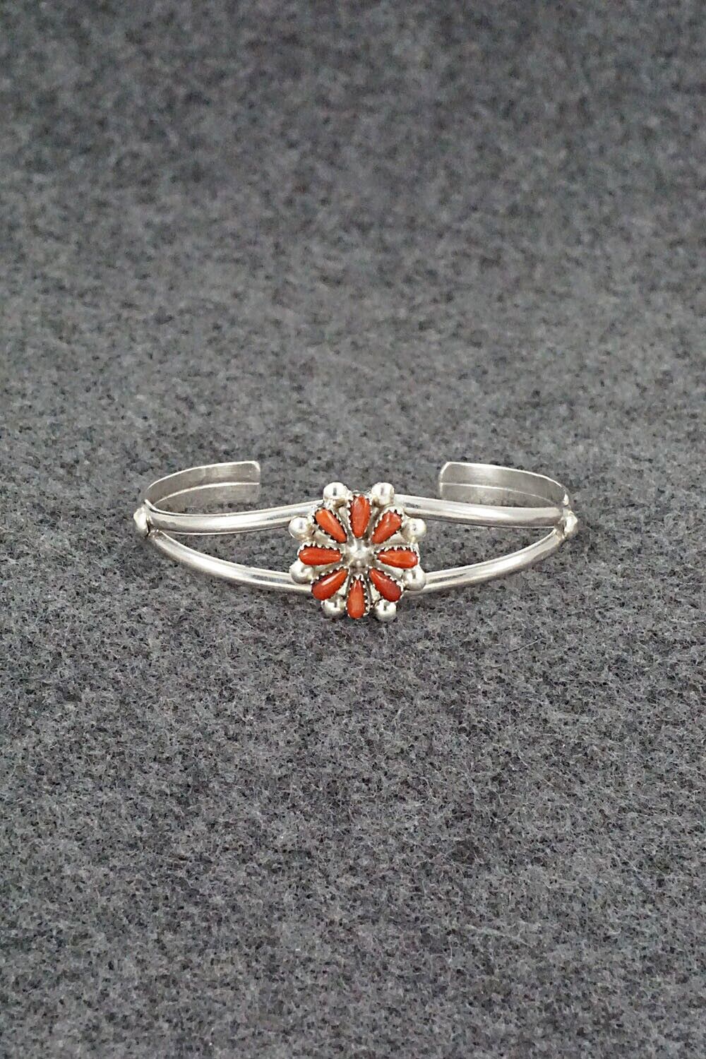 Coral & Sterling Silver Child Size Bracelet - David Leekity