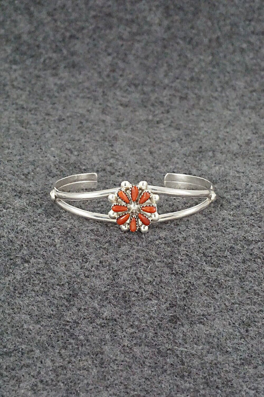 Coral & Sterling Silver Child Size Bracelet - David Leekity