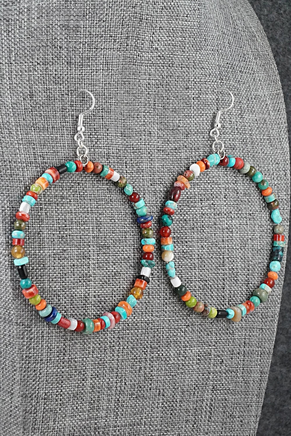 Multi-Stone & Sterling Silver Earrings - Helen Tsosie