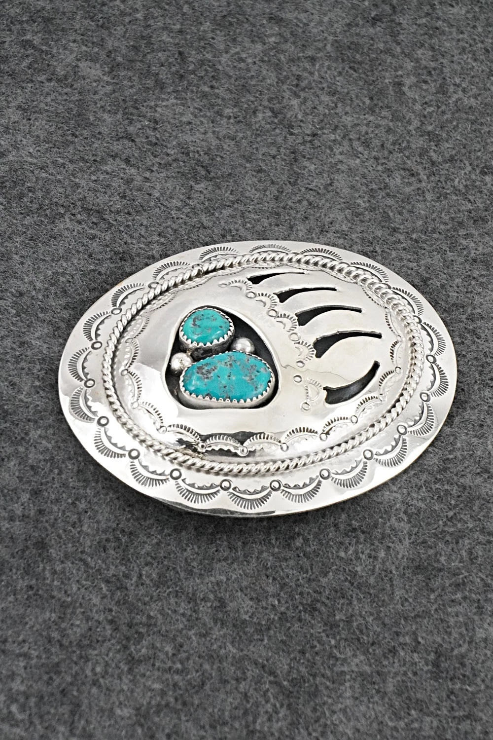 Turquoise & Sterling Silver Belt Buckle - Wilbert Muskett Sr.