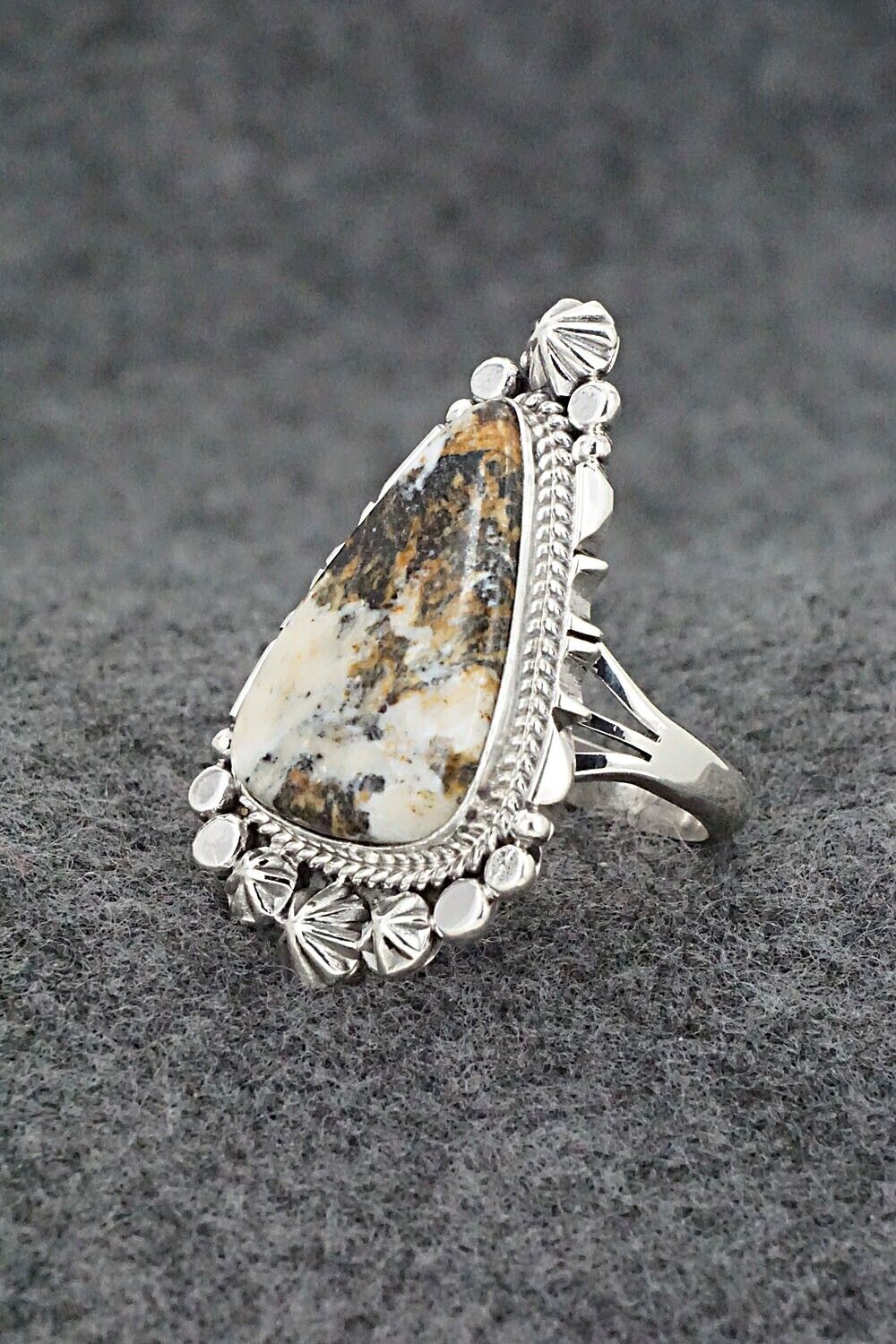 White Buffalo & Sterling Silver Ring - Daniel Benally - Size 7.5