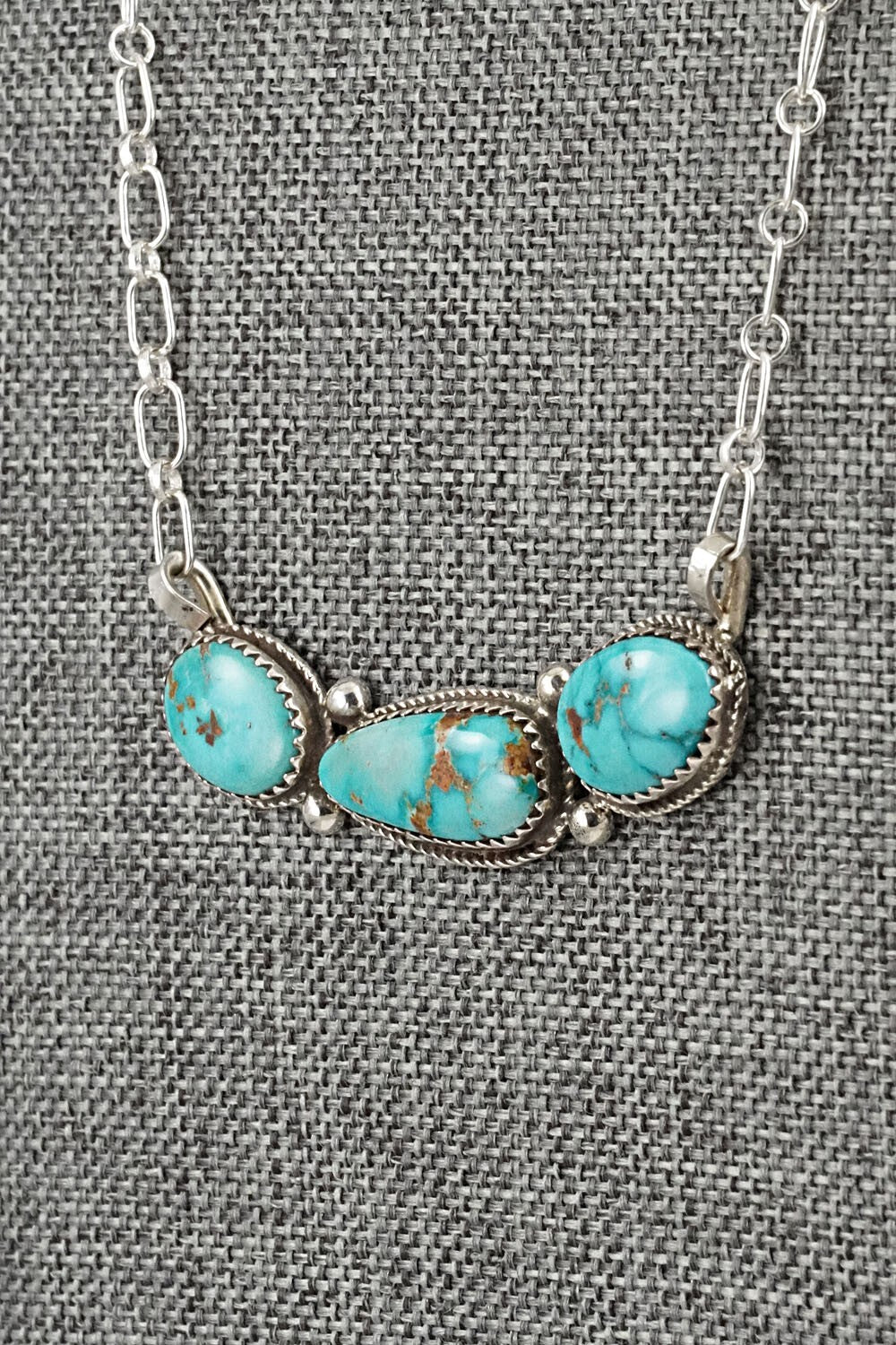 Turquoise & Sterling Silver Necklace - Ernest Hawthorne