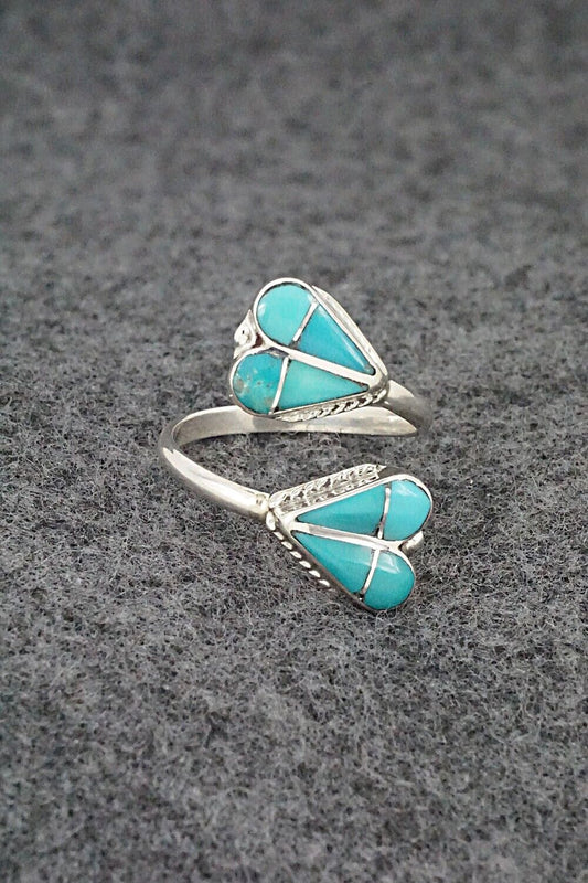 Turquoise & Sterling Silver Ring - Velda Nastacio - Size 7 Adj.