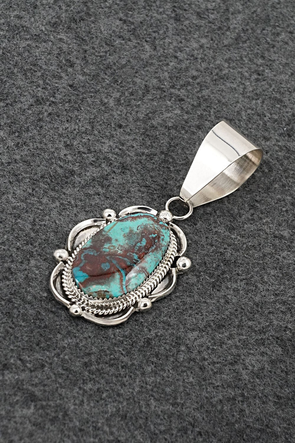 Turquoise & Sterling Silver Pendant - Leslie Nez