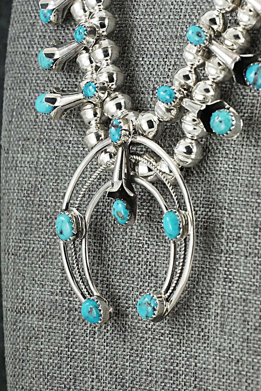 Turquoise & Sterling Silver Squash Blossom Set - Phil Garcia