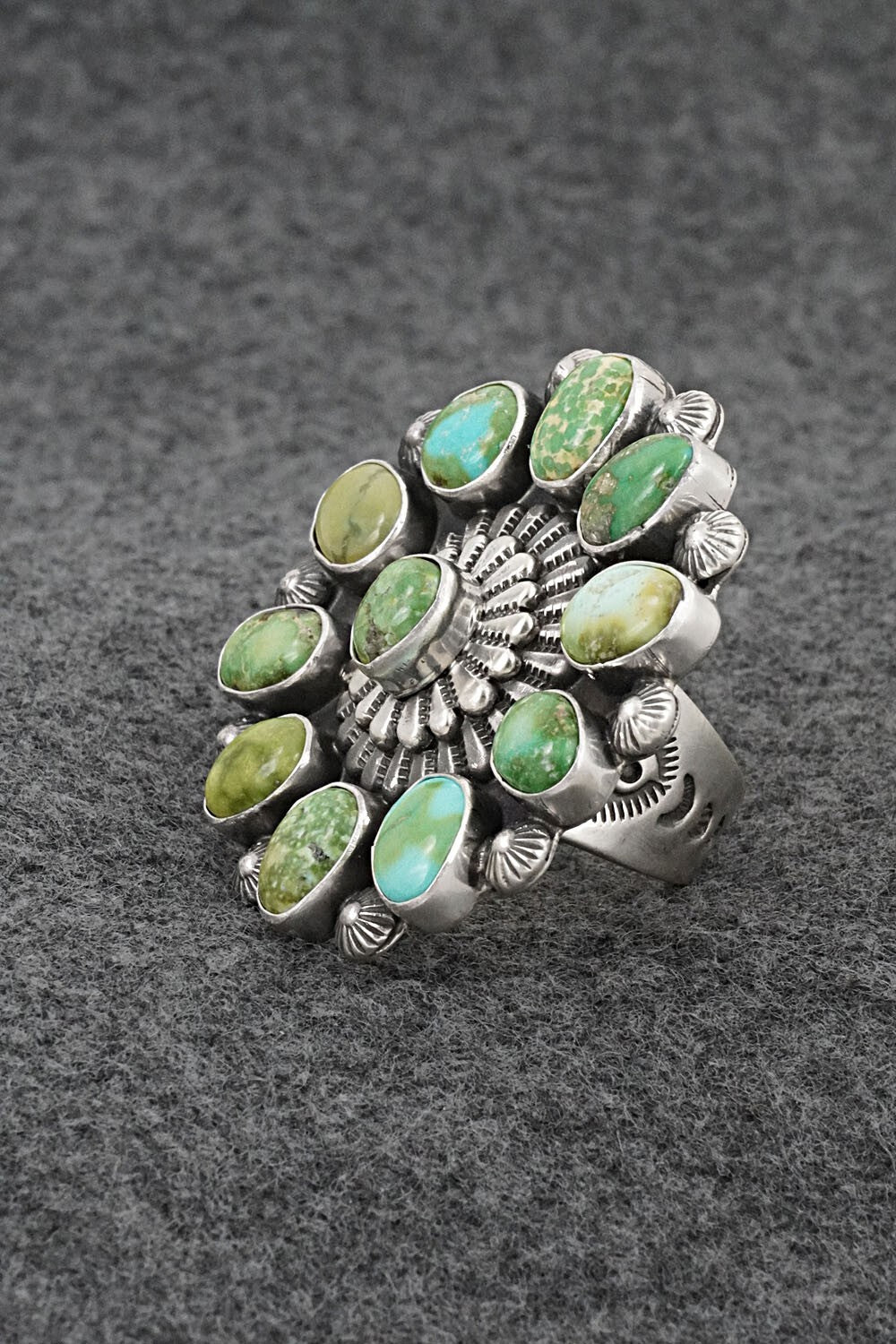 Turquoise & Sterling Silver Ring - Tom Lewis - Size 9