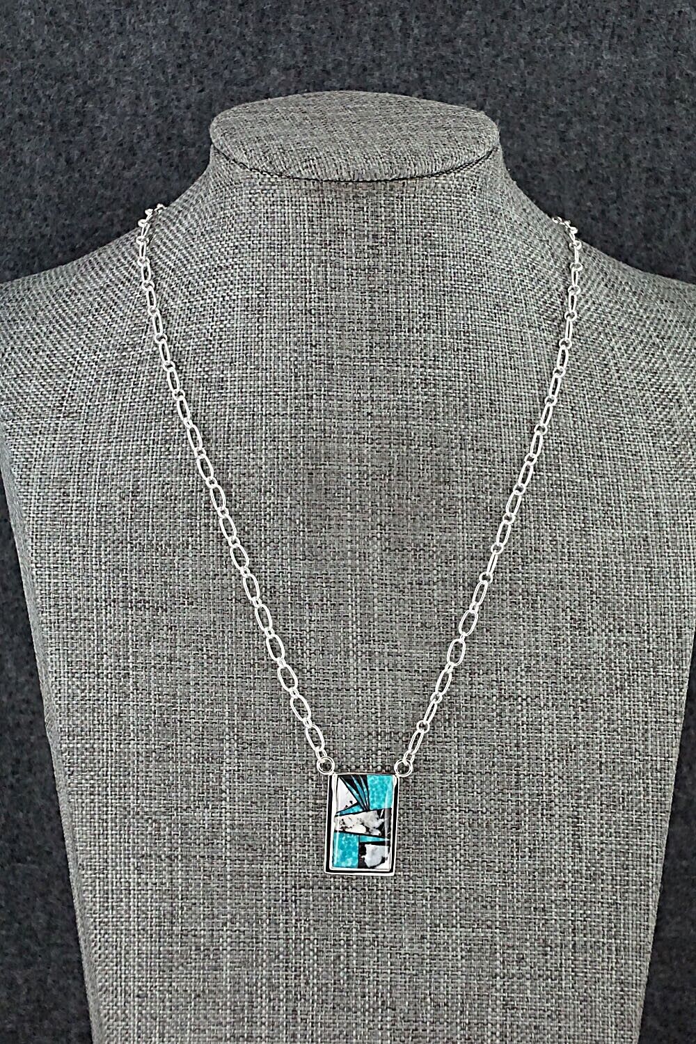 White Buffalo, Turquoise & Sterling Silver Necklace - Michelle Willie