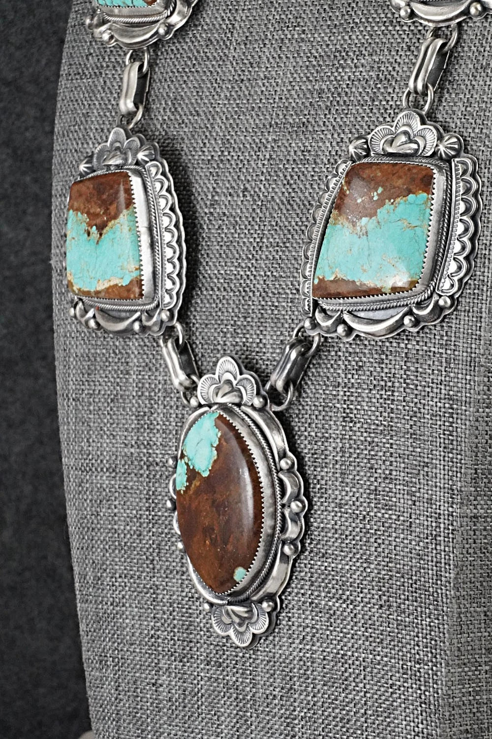 Turquoise & Sterling Silver Necklace and Earrings Set - Randy Boyd